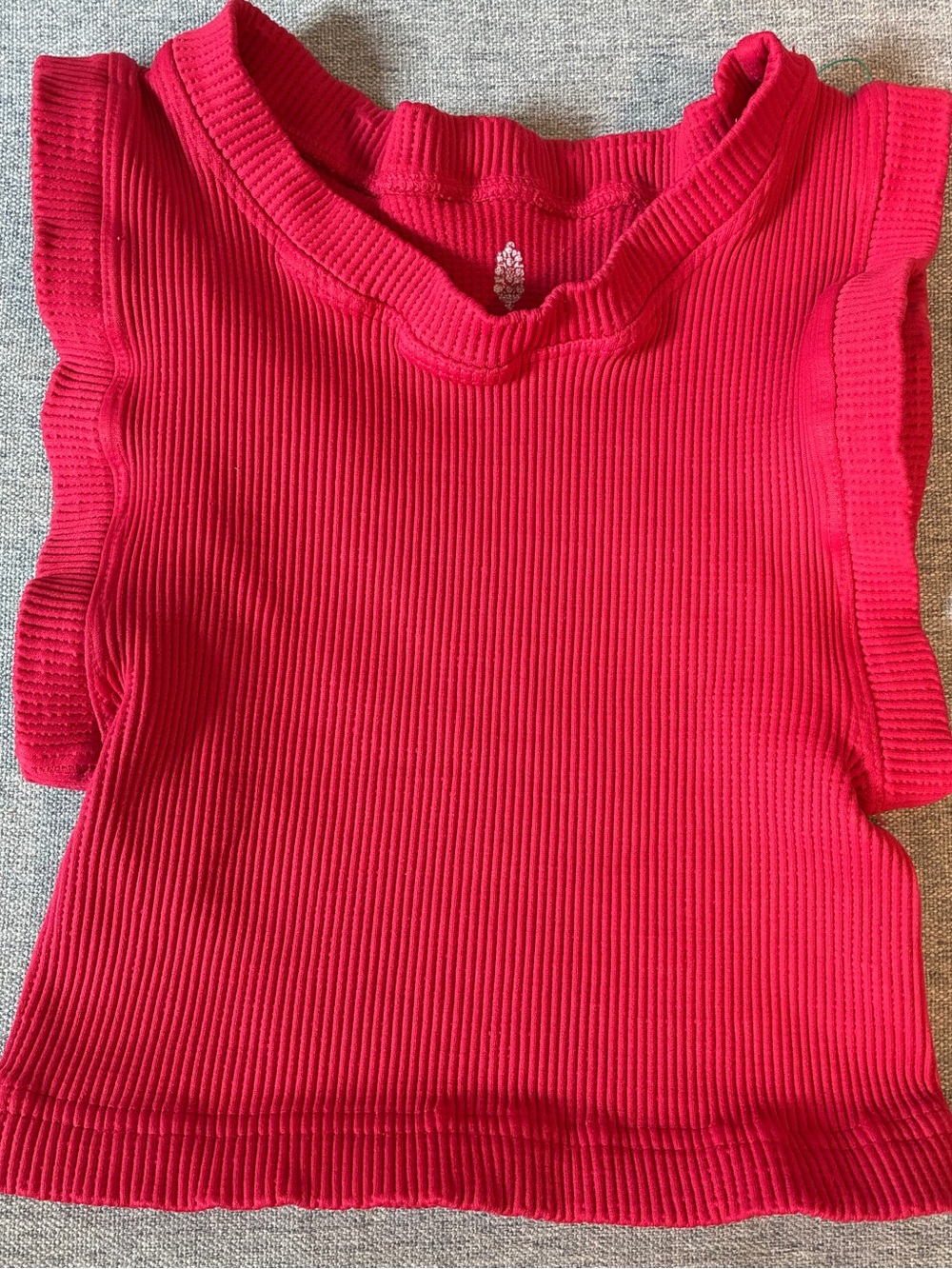 FP Movement Smooth and Silky Seamless Tank Top Red Ruffle Crop XS/S